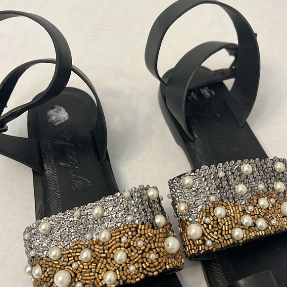 FREE PEOPLE SUN PEAKS EMBELLISHED SANDALS BLACK 38=8 - Picture 15 of 16